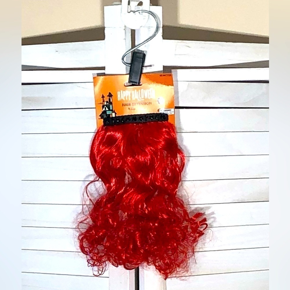 NWT Halloween red hair curly extension costume accessory with hair clip attached